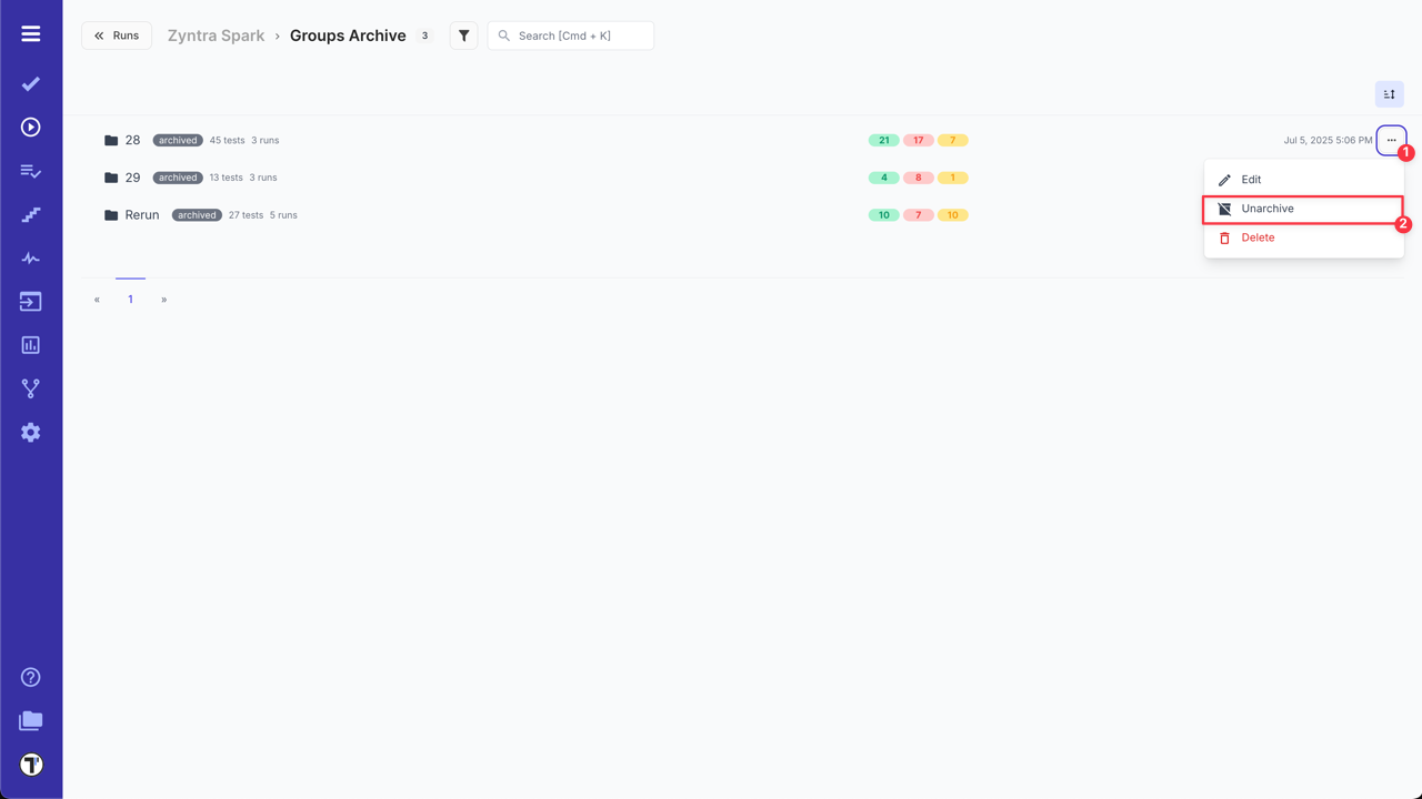 Testomat.io - Unarchive Groups Archive