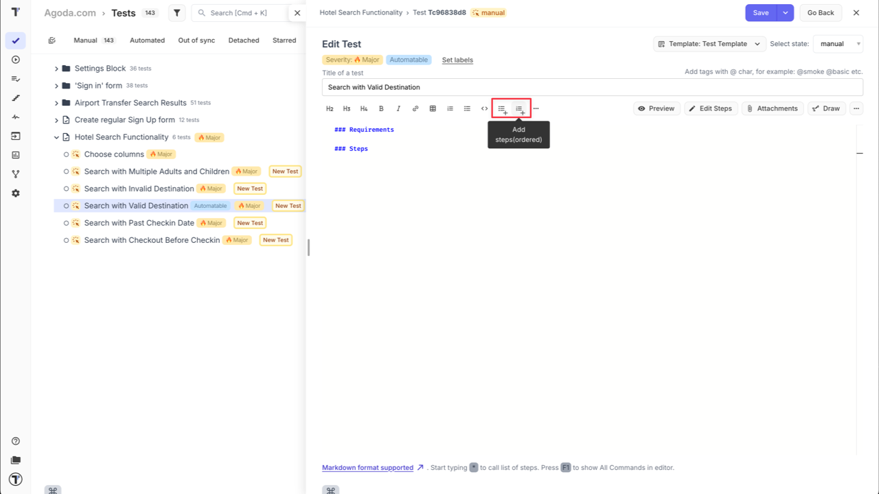 Testomat.io - Re-use Steps