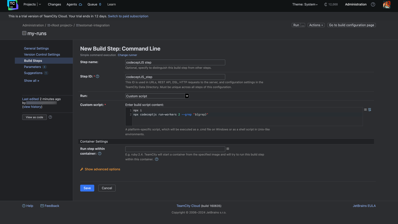 Testomat.io - TeamCity Build Step